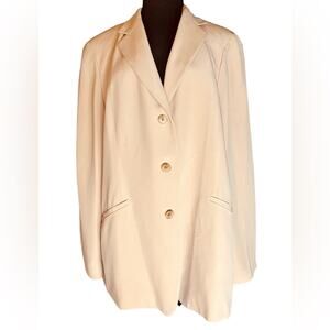 Vtg 90s Jones New York Nude Peach Silk Minimalistic Office Boyfriend Blazer 16P